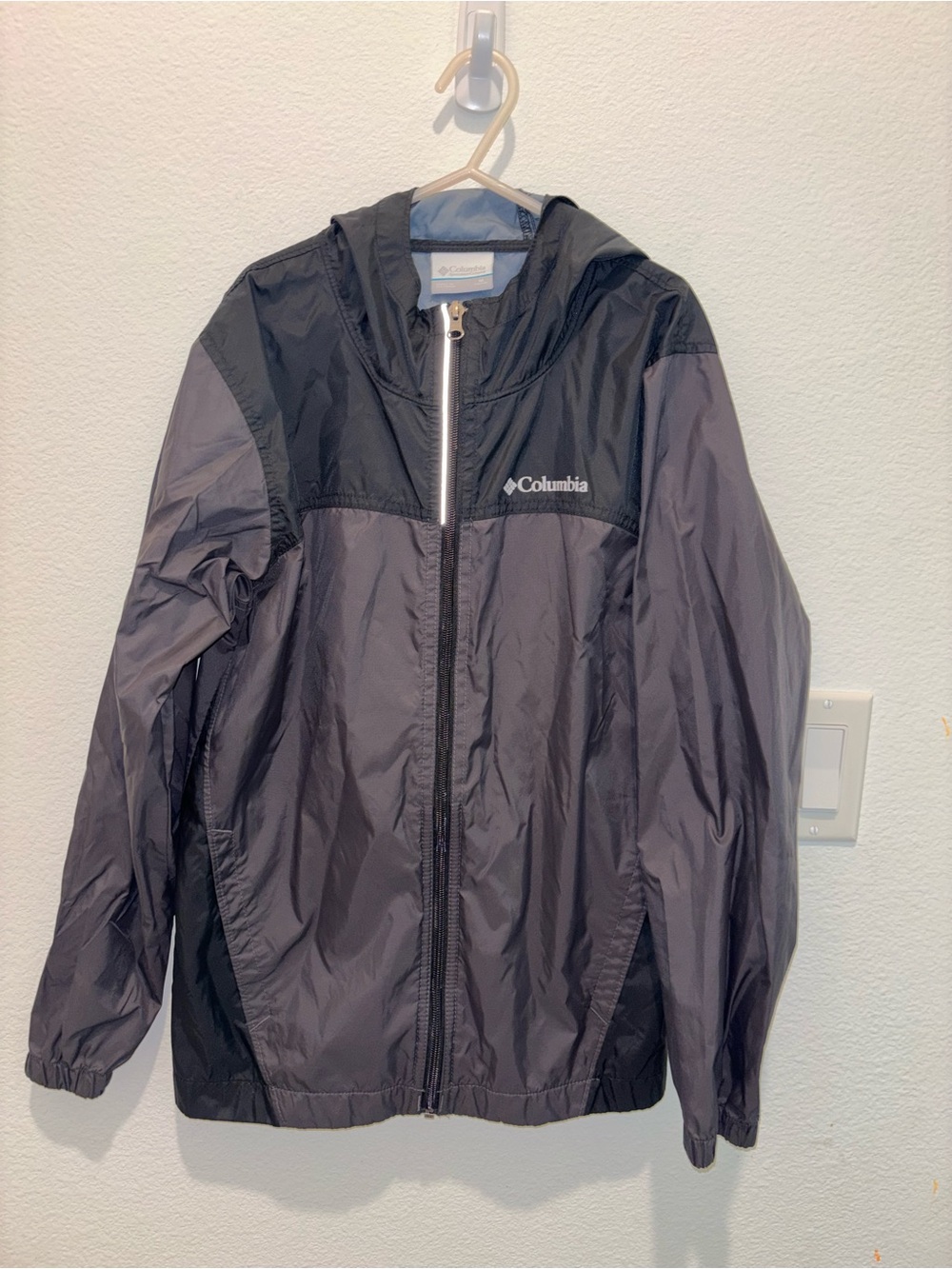 Columbia Kids Hooded Rain Jacket - Gray and Black